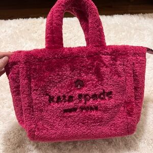 Kate Spade Pink Faux Shearling Small Tote Bag